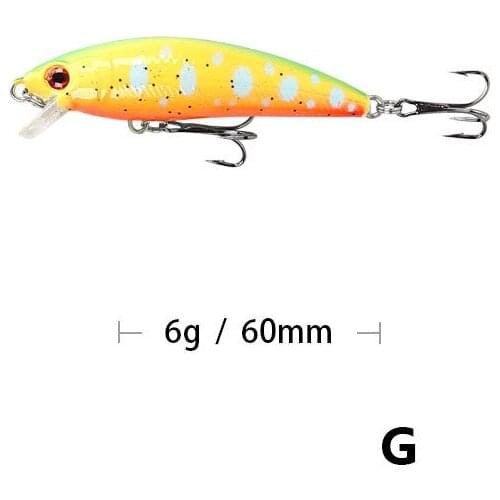 8 Colors 6cm/5.7g Artificial Minnow Floating Plastic Hard Bait Swimbait Bionic Bait With Treble Hook Diving Depth 0-0.5M 3D Eyes