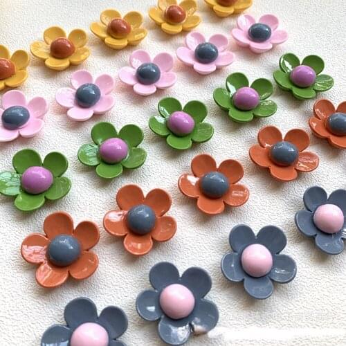 8PCS 29mm Diy Resin Five Petal Flower Jewelry Childrens Hair Accessories Mobile Phone Case Beauty Accessories