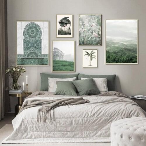 Great Blue Heron Moroccan Fountain Flower Wall Art Canvas Painting Nordic Posters And Prints Wall Pictures For Living Room Decor