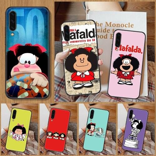 Cartoon Mafalda Phone Case For Samsung Galaxy A 10 12 20E 21S 30 32 40 50 51 52 70 71 72 5 6 7 2016 2018 black trend waterproof