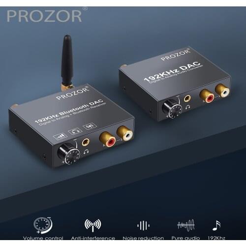 PROZOR 192kHz Volume Control DAC Converter Digital Optical Coaxial Toslink to Analog RCA Audio Converter with Bluetooth Receiver