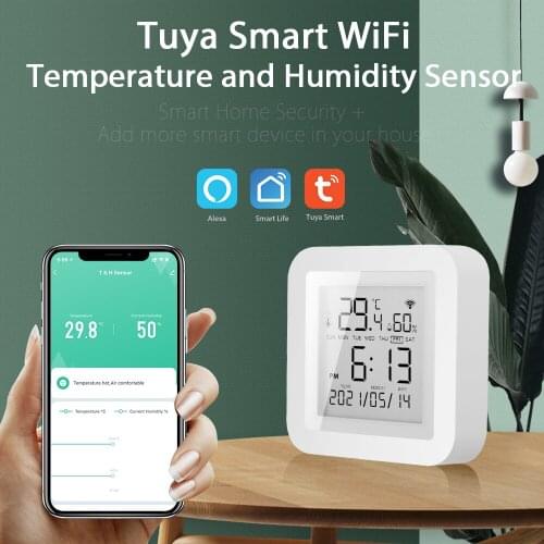Smarsecur Tuya WIFI Temperature & Humidity Sensor for Smart Home var SmartLife Remote Control With Display Support