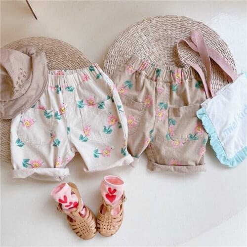 2021 Summer New Arrival Girls Fashion Floral Short Kids Korean Design Shorts Kids Shorts for Girls