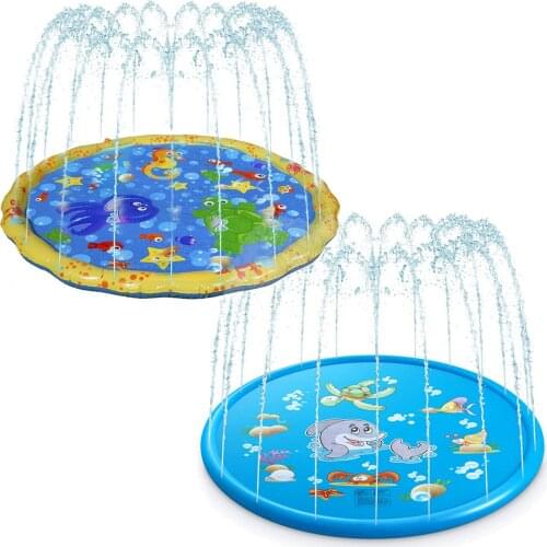 Kids Splash Sprinkle Play Mat Funny Inflatable Summer Sprinkler Splash Playmat Outdoor Water Toy for Children Boys Girls 100cm