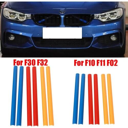 For BMW F10 F11 F02 F30 F32 2Pcs Front Grille Trim Strips Car M Sport Style Decoration Cover Frame Stickers