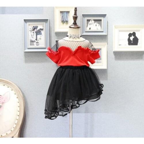 Baby Girl Clothing Fashion Girl Hollowing Top Irregular Skirt Kids Summer Short Sleeve Clothing 5 s/l