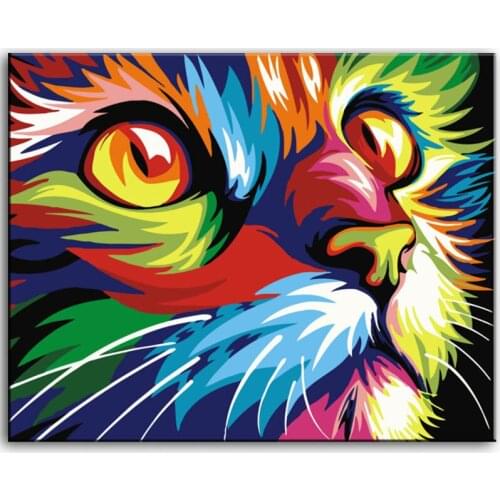 Oil Painting hand painted Oil Painting cat on Canvas Abstract Animal Wall Art for Home Decoration / no frame AN-127