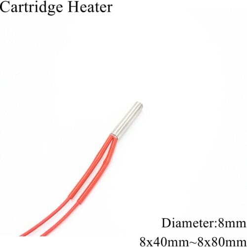 8x40mm 8x50mm 8x60mm 8x70mm 8x80mm 12V 24V 110V 220V 8mm Ceramic Cartridge Heater Tube Heating For 3D Printer 50W 100W 150W 200W