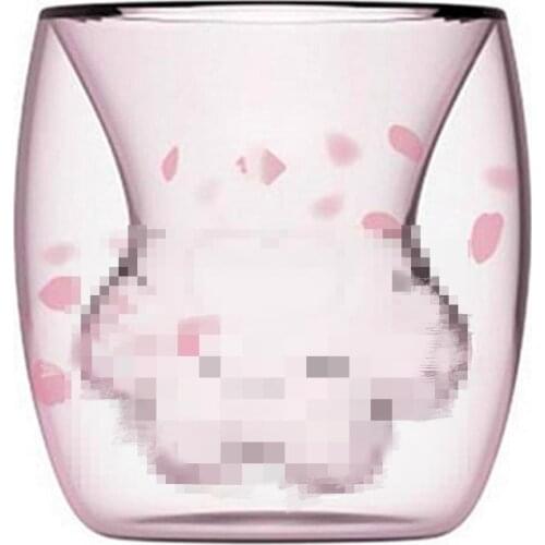 Cat Claw/Paw Cup Double Glass Coffee Mug Cartoon Cute Cat Milk Juice Cup Home Office Cafe Tazas Best Gift for Festival