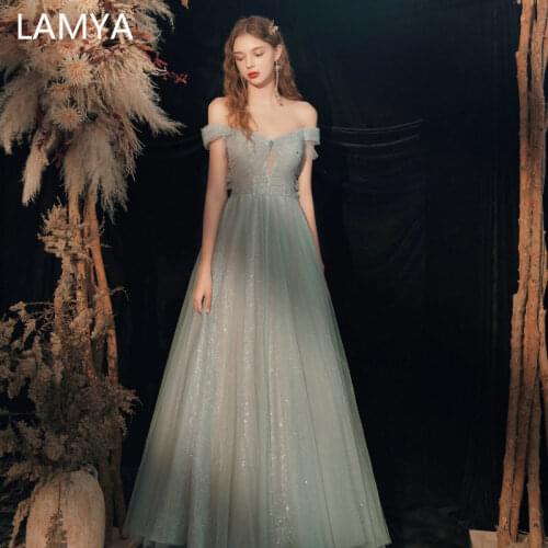 LAMYA Qualities Evening Party Dresses 2021 Fashionable Long Prom Gown Sweetheart Off The ShoulderVestido Longo Festa