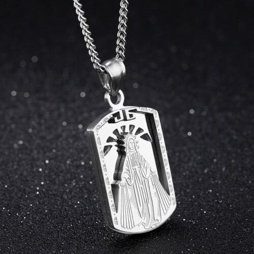Fashion Jewelry Stainless Steel Silver Color Virgin Mary Pendants Necklaces For Catholic Jewelry Mens Womens Chain Gift22mm*40mm