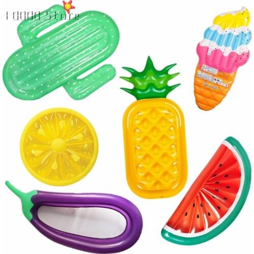 Summer Swimming Pool Floating Inflatable Pineapple Eggplant Mattress Swimming Ring Circle Cool Water Party Toy