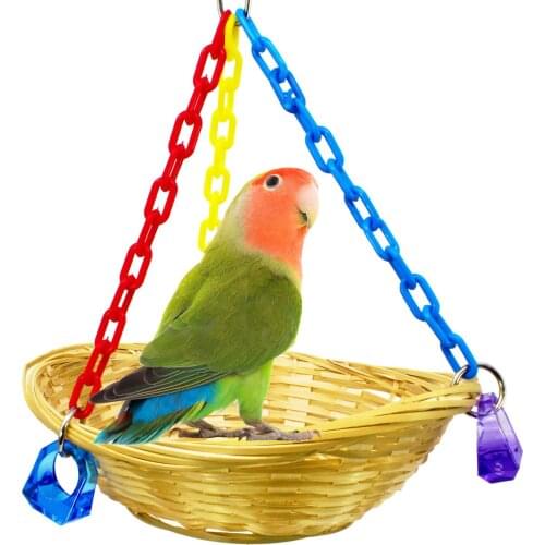 New Parrot Toy Bird Flower Basket Nest Swing Suspension Bridge Toys For Parrots Pet Products Bird Supplies 2pcs/lot