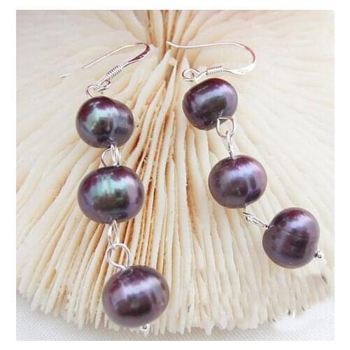 New Style Favorite Pearl Store 10mm Round Black Freshwater Pearl Earrings S925 Sterling Silver Hook Fine Jewelry Lady Gift