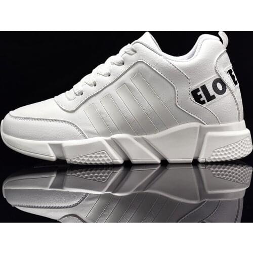 Spring and autumn increased shoes mens sports and leisure couple shoes increased mens and womens shoes 8cm breathable white s