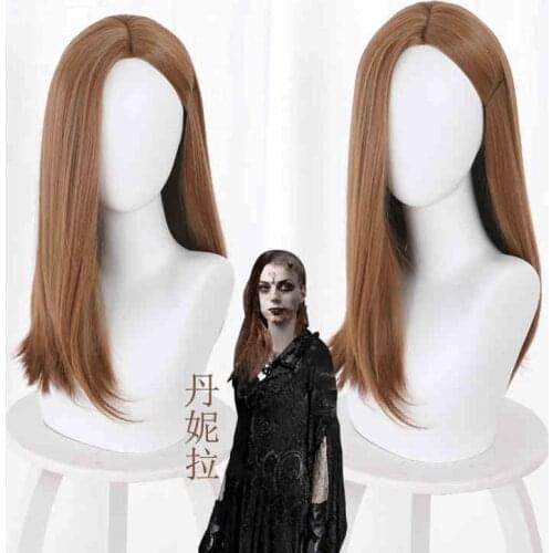 Game Village Daniela Wig Cosplay Vampire Madams Daugther Biohazard Village Cosplay Headwear Long Brown Wig Free Wig Cap