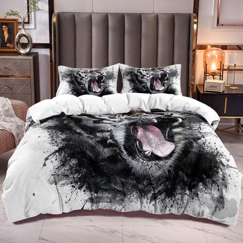 Animal Duvet Cover with Roaring Tiger Print Comforter Cover for Kids Teens Animal Tiger Pattern Quilt Cover Sets