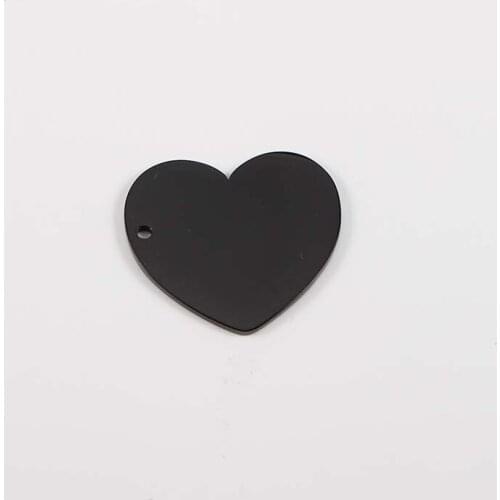 5pcs/Lot Stainless Steel Mirror Polish Black Color Heart Shaped Charms Pendants for DIY Jewelry Making Accessories 23*25mm