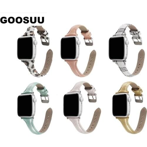 Genuine Leather for Apple Watch Slim Leopard Bands 38 40mm 42 44mm for Iwatch SE Women Strap Classic Wristband Series 6 5 4 3 2