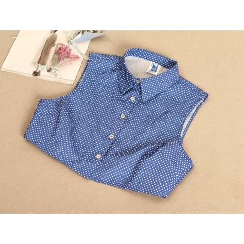 2017 dot blue cotton removable collares all match Vest shirt fake collar blouse detachable decoration doll false shirt collar