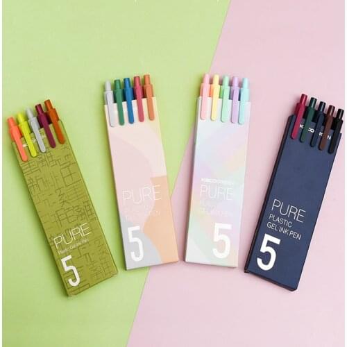 5 Pcs/lot Macaron Color Gel Pens Black Colored Ink Ballpoint Pen For School Student Office Signing Writing Stationery Gifts