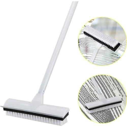 With Long Handle Adjustable Stainless Metal Handle Scrubber with Stiff Bristles Carpet Brush Floor Scrub Brush Rubber Scraper