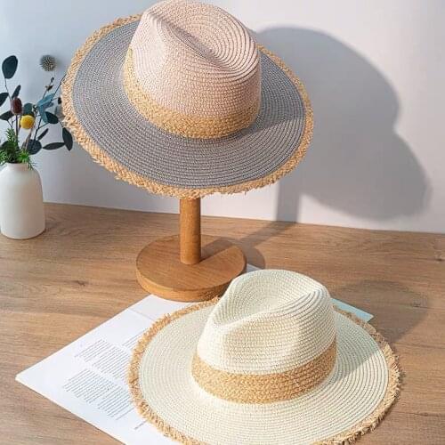 New Summer Simple Retro Color Matching Jazz Cap Tassel Fashion Handmade Weave Straw Sun Hats For Outdoor Beach Summer Holiday