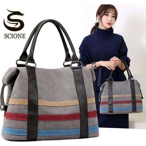 New Casual Women Shoulder Bag Simplicity Large Tote Bag Fashion Patchwork Striped Handbag Crossbody Male Travel Handbags XA155M