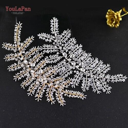 TOPQUEEN HP247 Wedding Hair Vine Bridal Hairpieces Wedding Crown Crystal Hairband Rhinestone Bridal Headband for Women Tiara