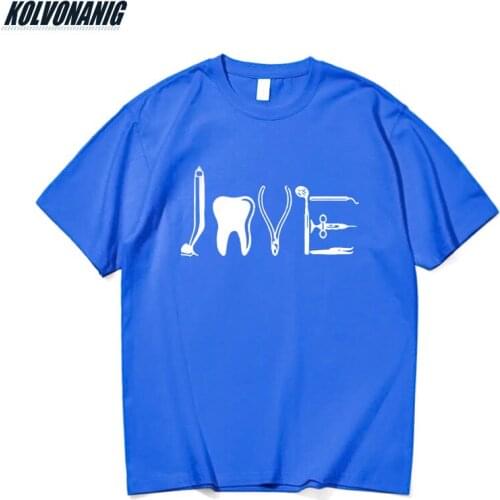 Love By Dental Doctor Equipments Tooth Funny Graphic T Shirts For Mens Cotton Clothing Short Sleeve Vintage T-Shirt Tops