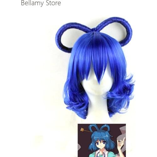 East Project Ten Desires Kaku Seiga BLUE Blue Scrunchie custom-made WIG Cosplay hairwear Wig+Wig Cap