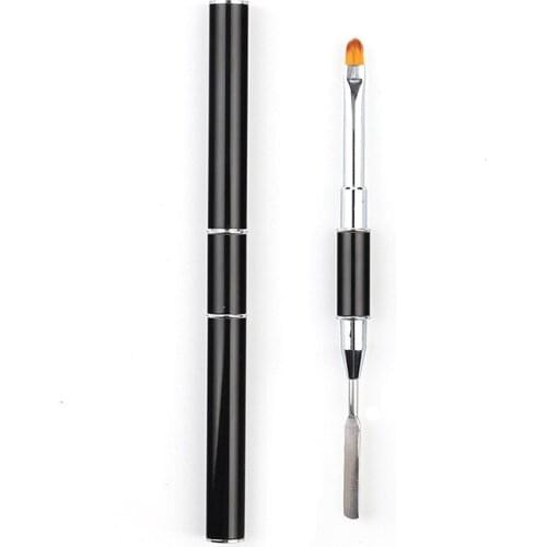 1pcs Nail Brush Pen With Spatula Mixer Rod Double-end Professional Painting Flower Drawing Manicure Nail Art Tool