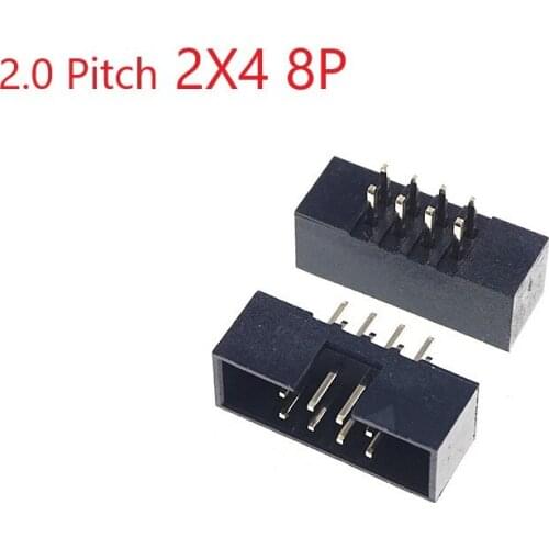 100 Pcs Box Header 8 Pin 2x4P 2.0mm Pitch Male Shrouded PCB straight IDC Socket dual rows space 2.0 Through hole DIP