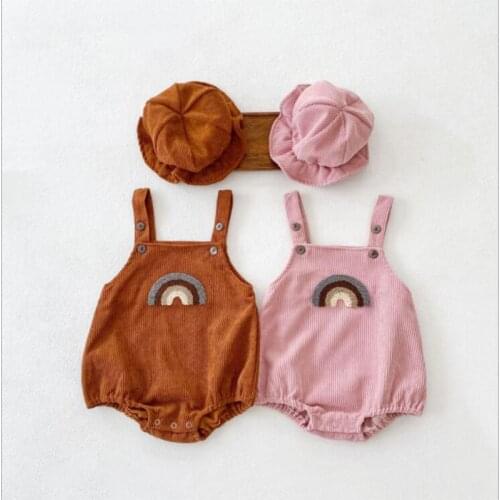 2021 Fall Baby Boy Jumpsuit Cotton Sleeveless Rainbow Romper Knitted Winter for Winter Baby Girl Romper Clothes