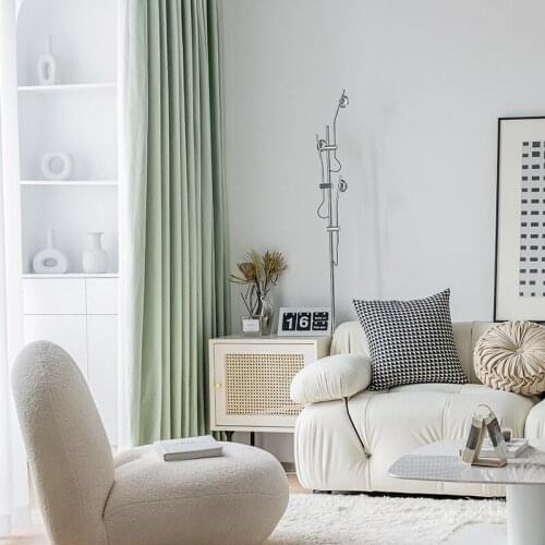 2021 Simple and Modern Velvet Embossed Curtain Fabric Ins Shading Bedroom Living Room Balcony Nordic Pure Color Curtain Finished