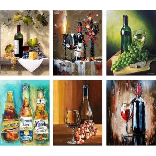 5D DIY Wine Diamond Painting Cross Stitch Mosaic Embroidery Grape Fruit Sale Rhinestone Picture Kitchen Room Home Art Decoration