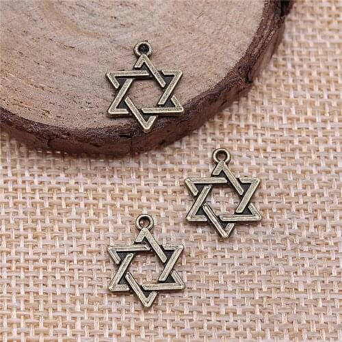 Free shipping 108pcs 15x12mm antique bronze Six-pointed star charms diy retro jewelry fit Earring keychain hair card pendant