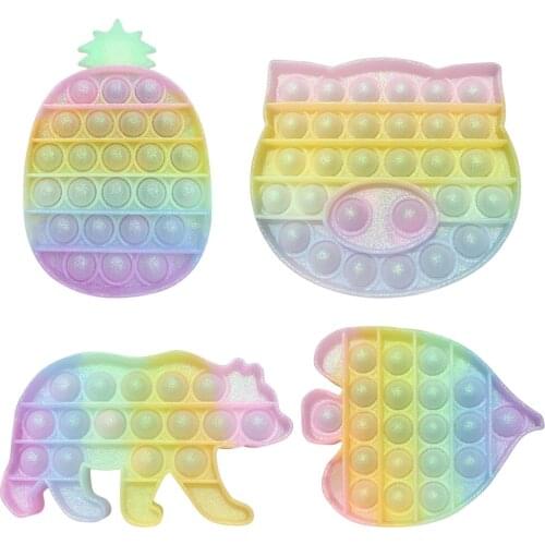 Glitter Silicone Anti-stress Dimple Anti Anxiety Funny Kids Stress Reliever Educational Puzzle Toys Push Bubble Sensory Fidget