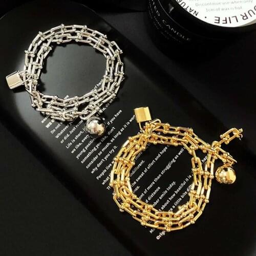 New York Fashion Ball Lock Pendant U-shaped Buckle S925 Sterling Silver Bracelet Original Brand Logo Jewelry Gifts for Women