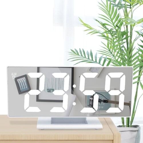 Digital Alarm Clock LED Mirror Electronic Clock Large LCD Display Digital Watch Clock Living Room Bedside Multifunctional Mute
