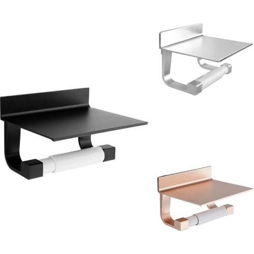 Toilet Paper Holder with Shelf Bathroom Tissue Holder Toilet Paper Roll Holder Wall Mounted Tissue Boxes