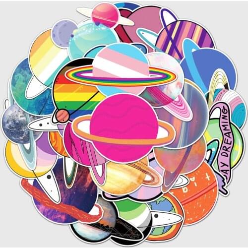 10/50PCS Outer Space Stickers Toys for Children UFO Astronaut Rocket Ship Planet Sticker for Scrapbooking Skateboard Laptop