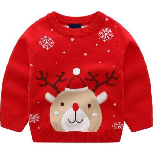 Kids Sweater Autumn WinterChristmas Snowflake Deer Jacquard Clothes Girls Cotton Toddler Casual Baby girls Pullover Sweater