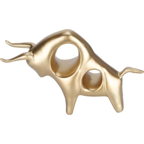 Room Decor Abstract Bull Sculpture Hollow Resin Look Down Ox Statue Animal Craft Ornament Room Decor Gold Ox Statue