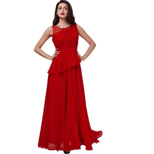 Dressv scoop long evening dress red sleeveless a line floor length dresses women black chiffon draped formal prom evening dress