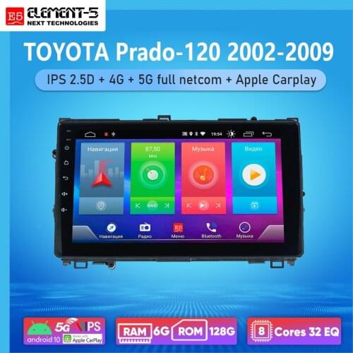 ELEMENT-5 9" 2G+32G Android 10 4G WIFI RDS DSP Car Radio For TOYOTA Prado-120 2002-2009, Navigation GPS