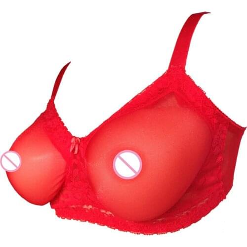 Erotic Crossdresser Bra Pocket-bra Sheer Cup Silicone Breast Form Fake Boobs Bra Sexy Transparent Lace Bra Not include Breast