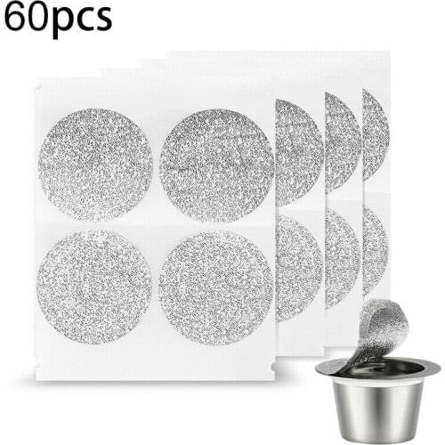 40 60/Pcs Aluminum Foil Coffee Capsule Seal Lids Pods Stickers For Nespresso Coffee Pod Film Reusable Italian Coffee Filters Lid