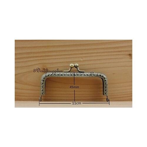 Metal purse frame sew on clasp clip anti bronze 4 1/4 inch X 1 3/4 inch B65