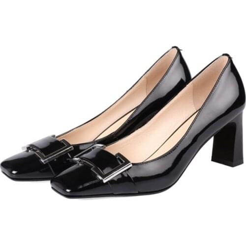 BLXQPYT Zapatos De Fashion Women Mujer Geunine Cow Leather Lower Heels 6CM Sexy Pointed Toe Party Ladies Dress Shoes Pumps 771